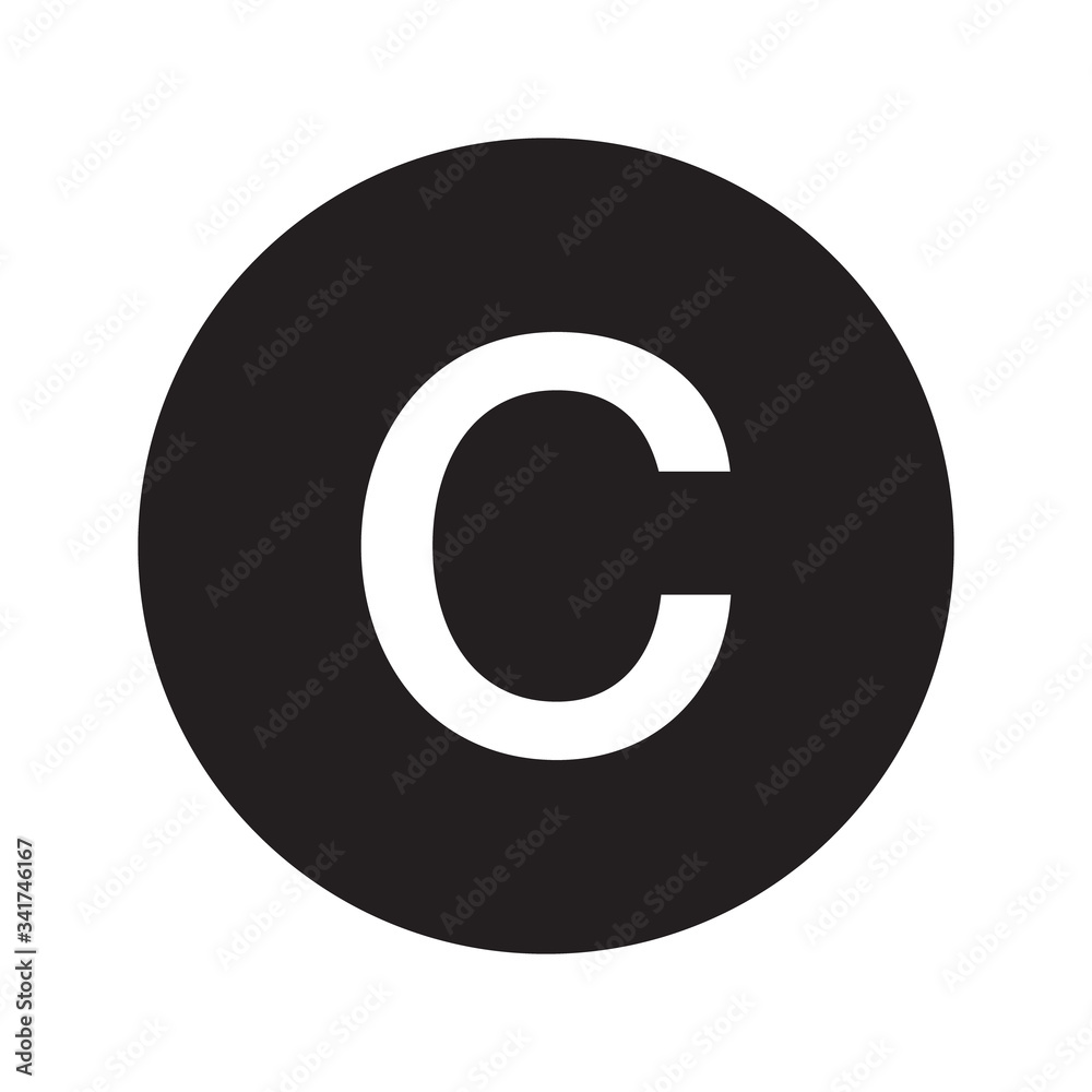 Copyright symbol. C letter sign. Line design. Copyright symbol. C letter sign. Line design.