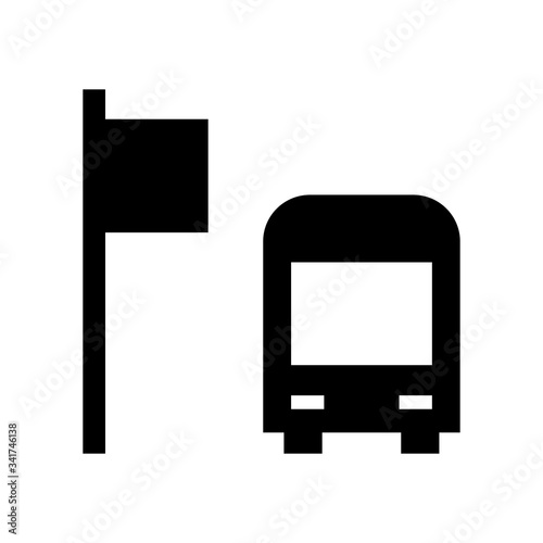 Bus stop icon in trendy line style.