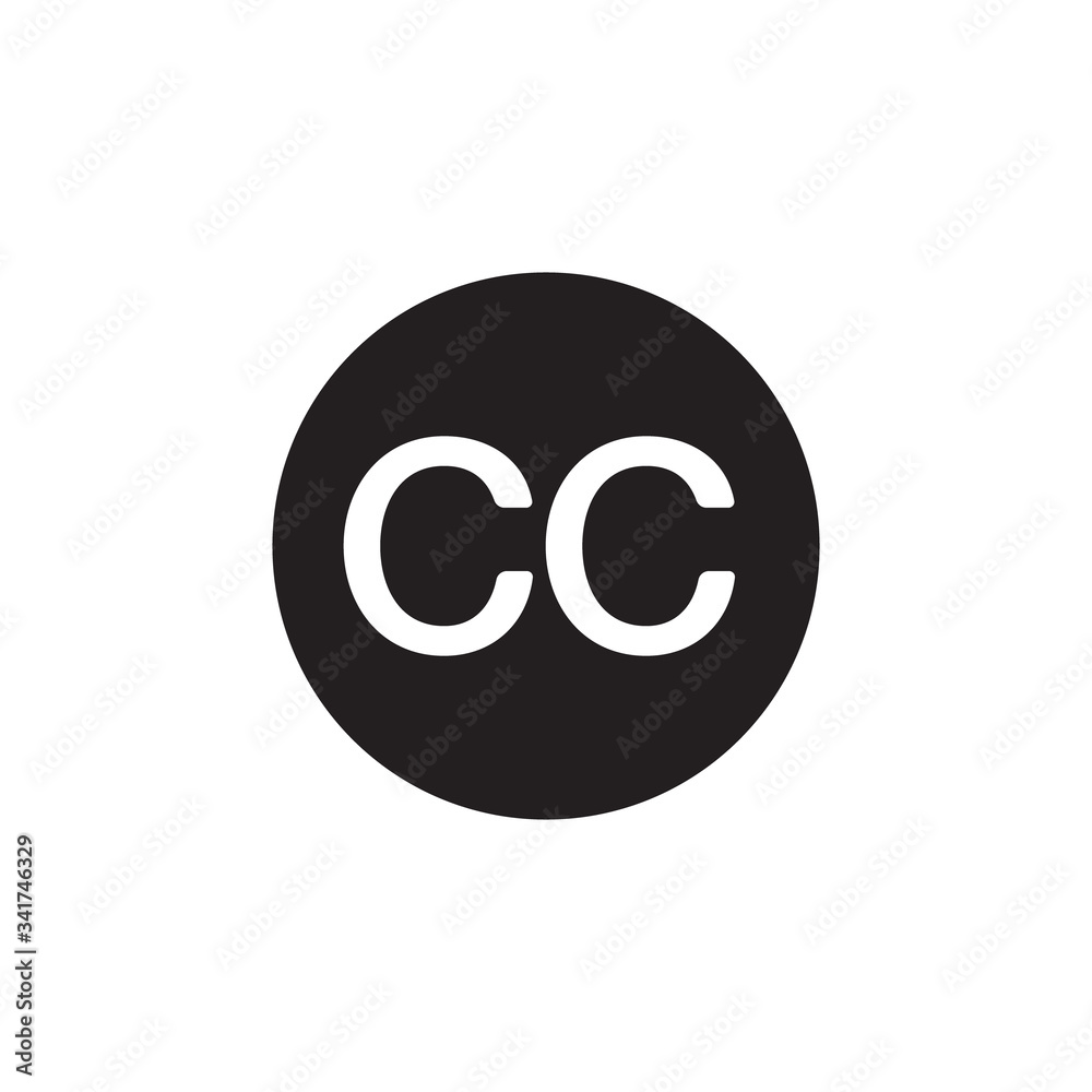 Creative commons icon. CC button. Line design. Creative commons icon. CC button. Line design.