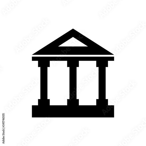 Bank building icon. Courthouse icon. Classic greek architecture columns.