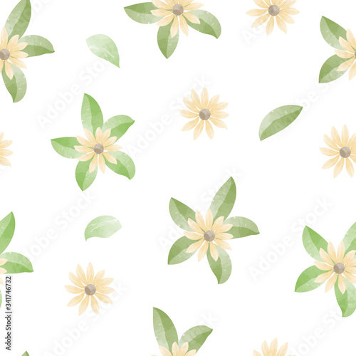 Floral pattern of sunflowers with watercolor style