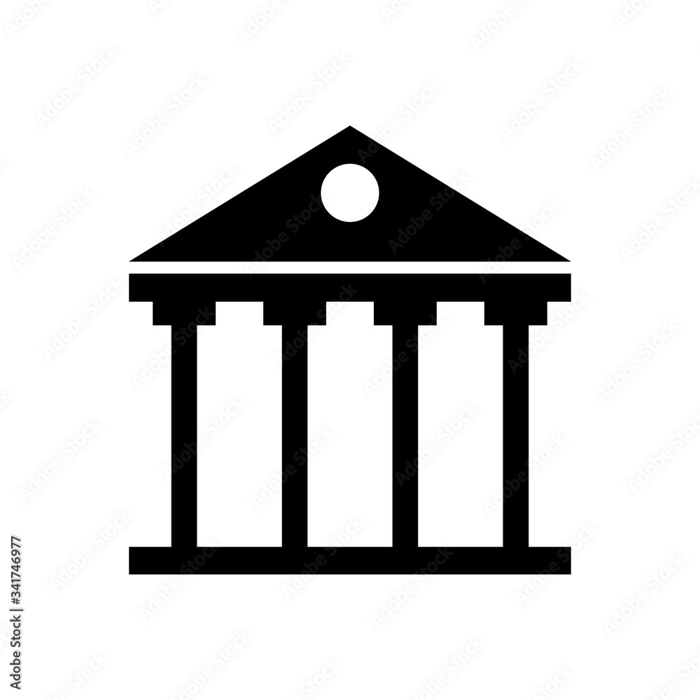 Bank building icon. Courthouse icon. Classic greek architecture columns.