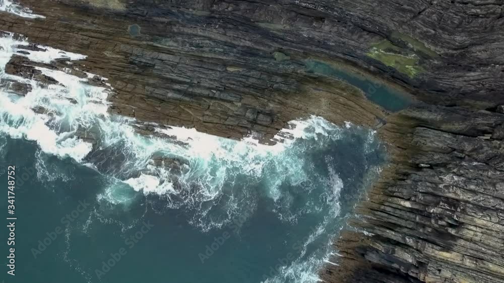 Aerial Irish coastline drop high to low Aerial Irish coastline drop high to low
