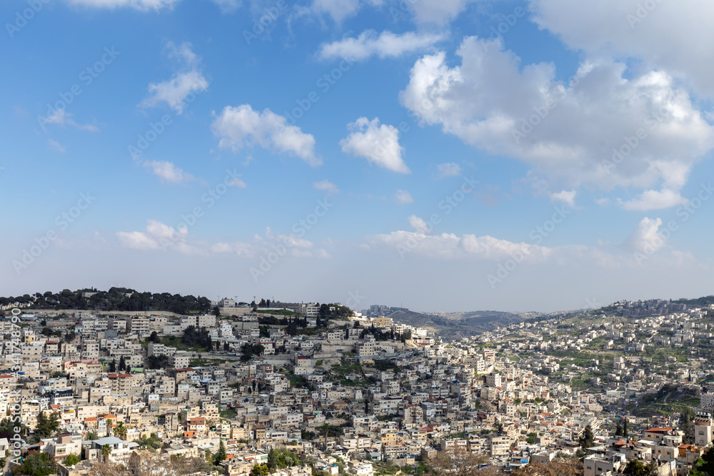 View on the district of Silwan, Jerusalem, Israel