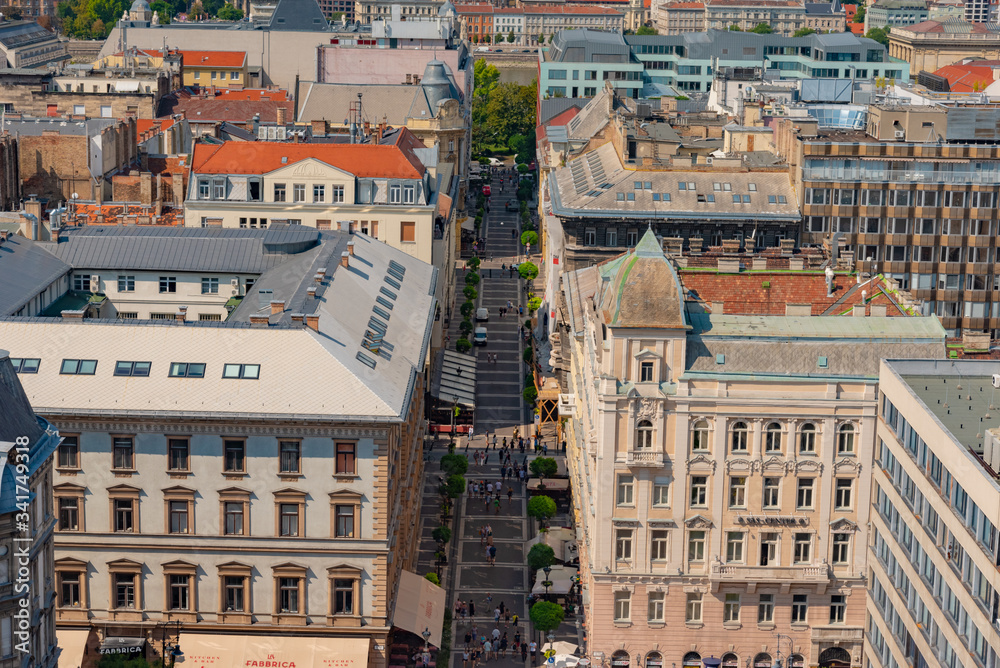aerial panorama in the city of Budapest