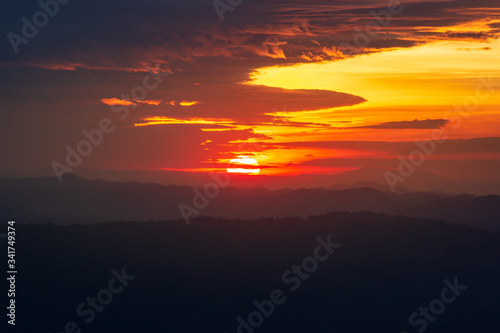 Mountain valley during sunrise. Beutiful natural landsscape in the summer time, photo