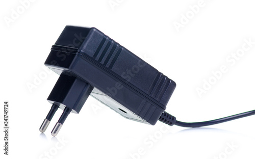 Power Supply ac to dc adapter on white background isolation