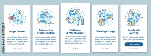 Personal growth onboarding mobile app page screen with concepts