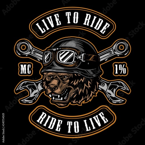 Animal motorcyclist vintage colorful badge