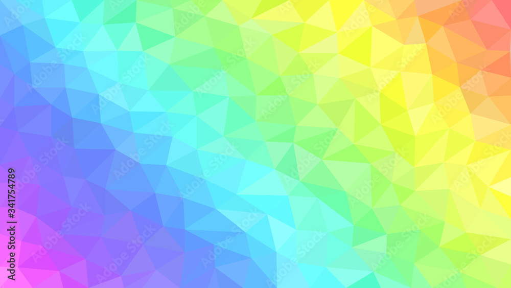 Multicolor pastel rainbow low poly background. Abstract gradient vector background from triangles. Polygonal design. Vector illustration