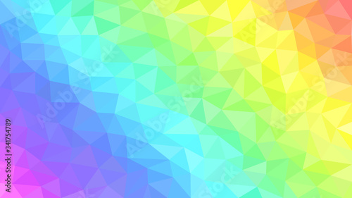 Multicolor pastel rainbow low poly background. Abstract gradient vector background from triangles. Polygonal design. Vector illustration