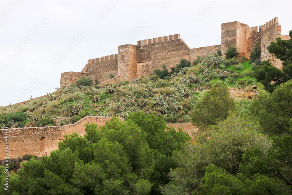 Beautiful view of stately Sagunto medieval fortress near Valencia, Spain