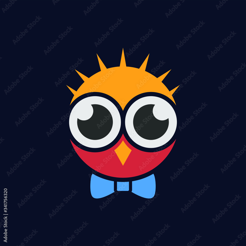 cartoon owl with a touch of clean and simple technology