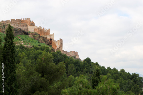 Beautiful medieval Sagunto castle on the green hill in Spain