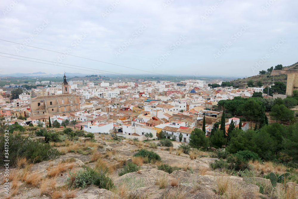 panoramic view of the city of sagunto in spain from the castle hill