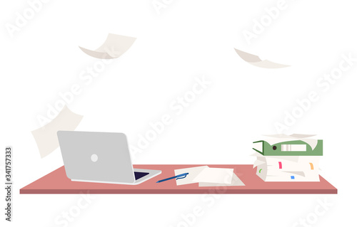 Empty workplace semi flat RGB color vector illustration
