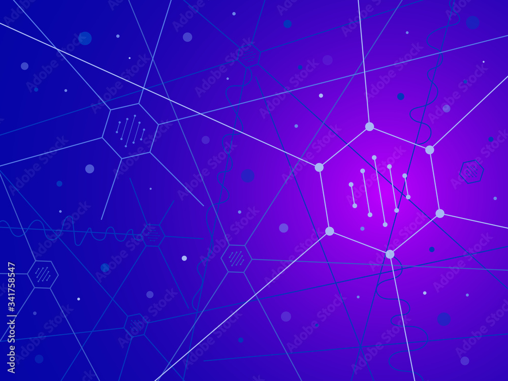 Obraz premium Geometric background with neural connections and gradient