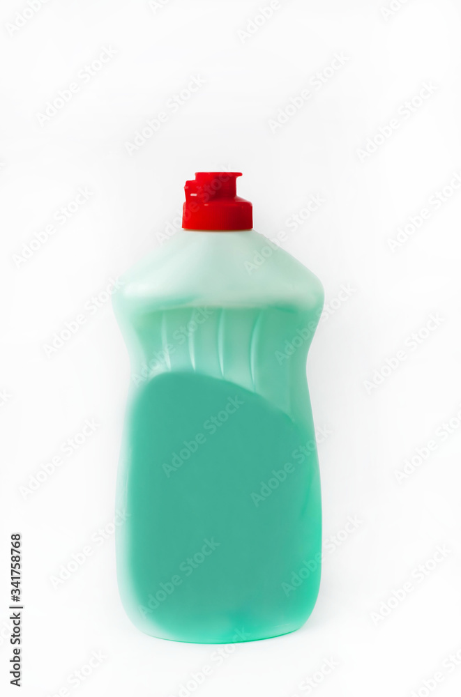 Bottle with detergent and disinfectant on a white background
Bottle with detergent and disinfectant on a white background
