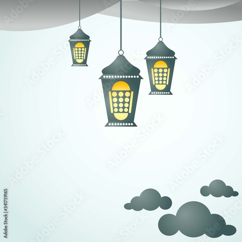Ramadan lanterns with orange light