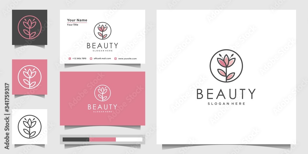Illustration of a flower logo, simple and modern. Business cards, Premium vector. Illustration of a flower logo, simple and modern. Business cards, Premium vector.