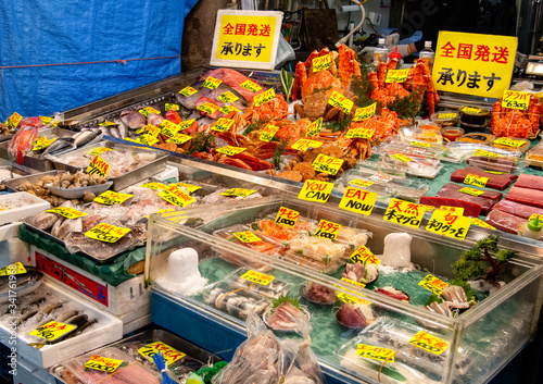 Fish stall at Tsukiji Fish Market