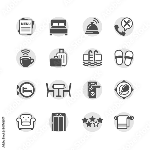 Hotel service vector icons set