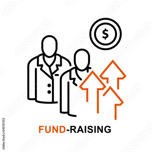 Crowdfunding icon, fundraising and venture fund funding logo, startup investment