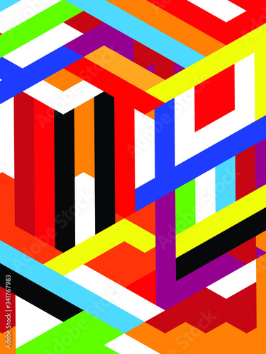 SEAMLESS ABSTRACT MULTI COLOR ISOMETRIC TEXTURE 