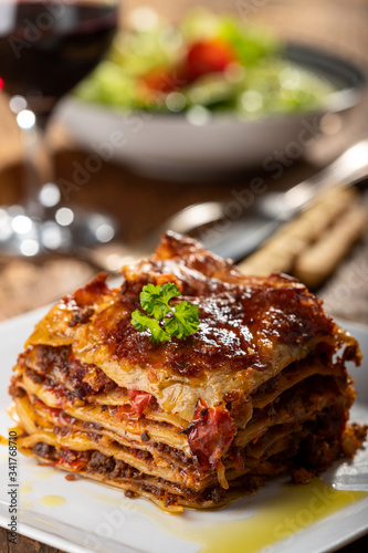 portion of lasagna on a plate
