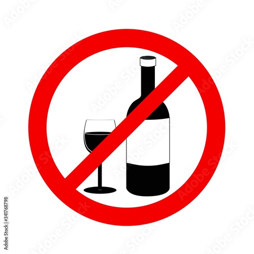 No drinking sign, no alcohol. Vector illustration