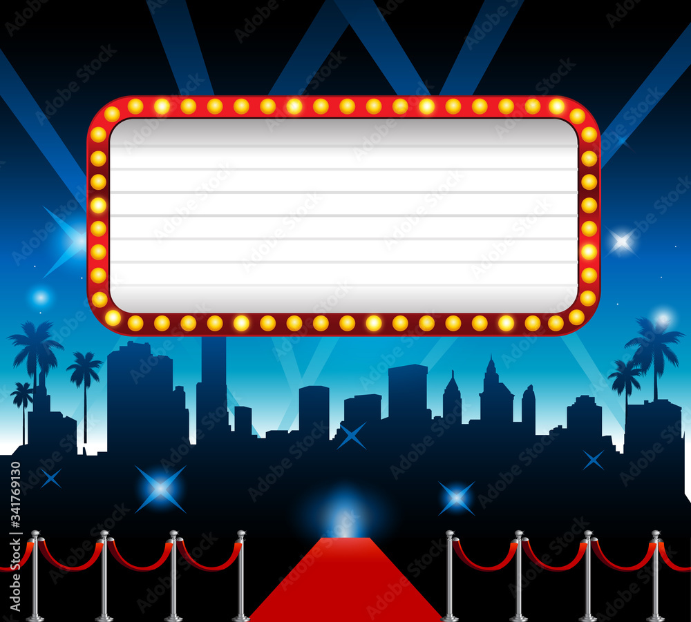 Theater sign red carpet hollywood banner film premiere Stock Vector ...