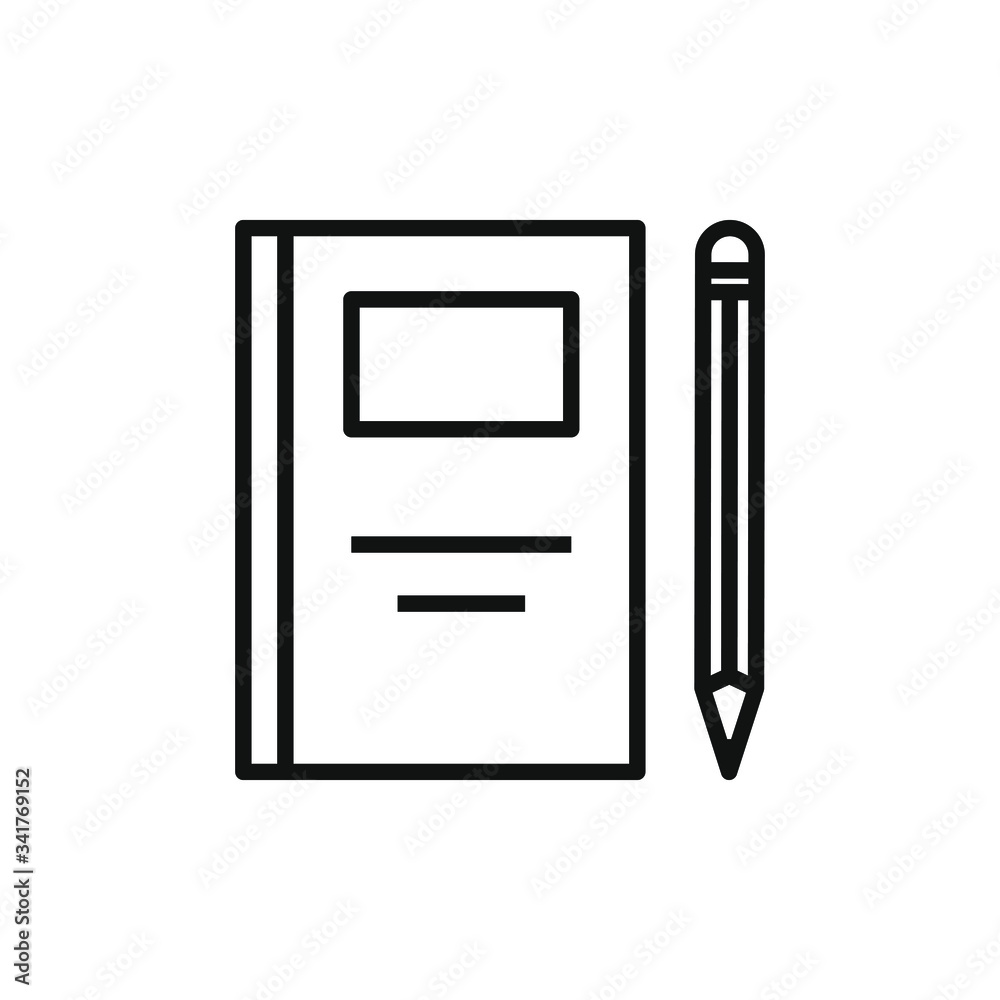 single icon of a book and pencil with outline style design single icon of a book and pencil with outline style design