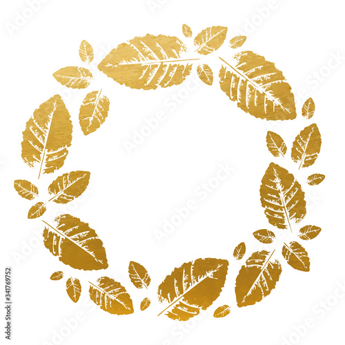 Modern Golden Leaves Frame - Vector Silhouette