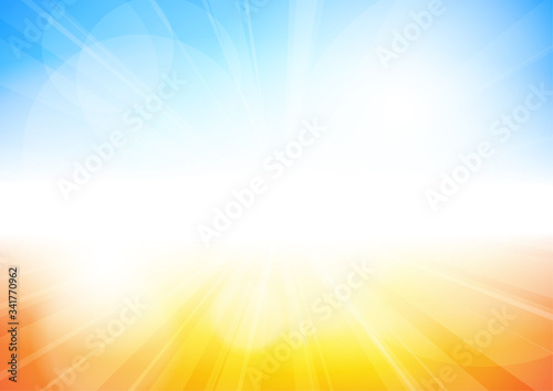 Vector : Abstract yellow and orange sun shine with bokeh