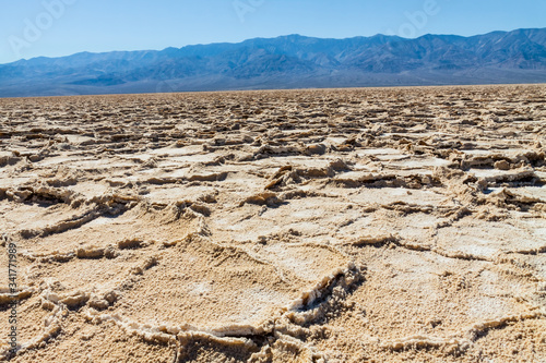 Hexagonal Shapes Left in the Salt Pan at Bad Water Basin, Death Valley National Park, California, USA