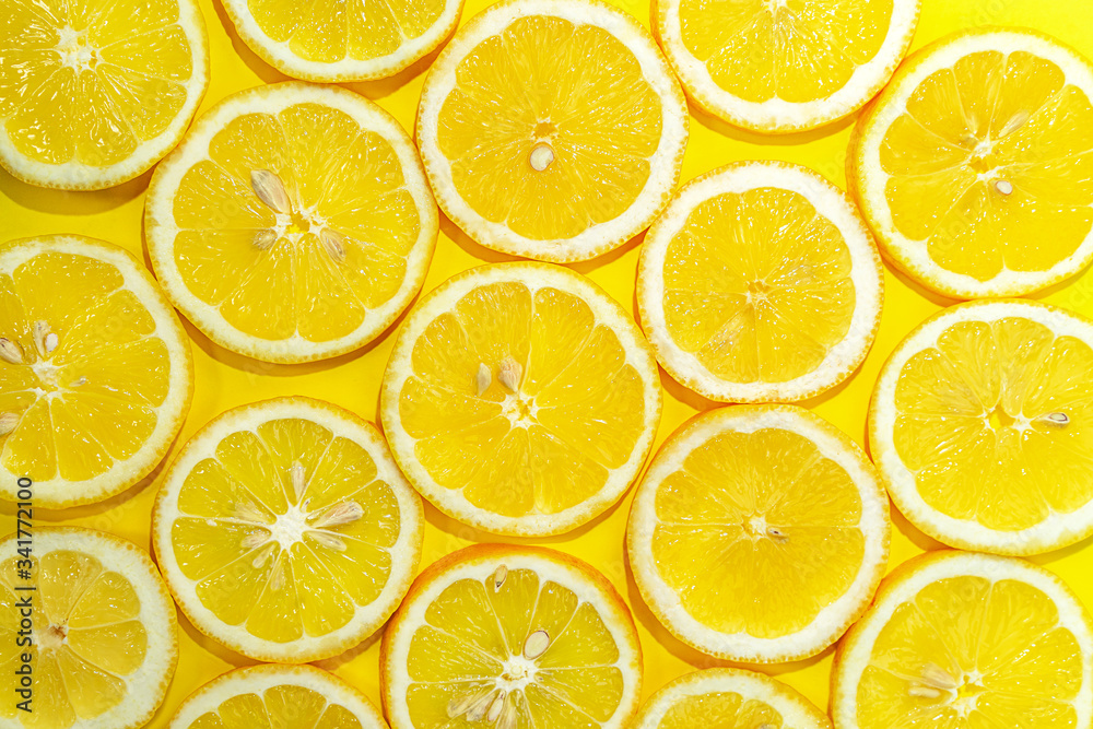 A slices of fresh yellow lemon pattern. A slices of fresh yellow lemon pattern.