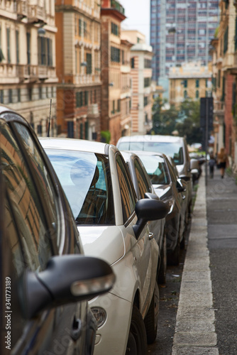 Parked cars in line