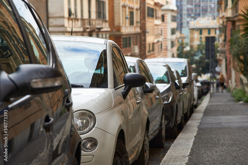 Parked cars in line