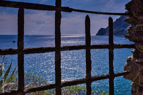 Panrama from Monterosso Cinque Terre Liguria Italy photo