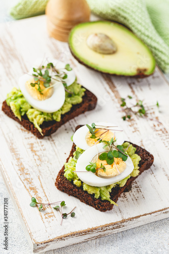 Toast with avocado and egg