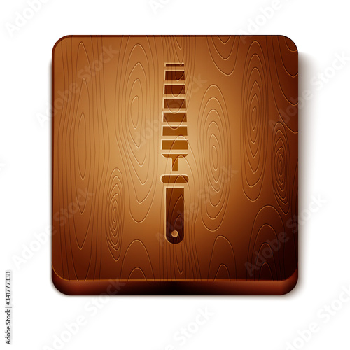 Brown Chisel tool for wood icon isolated on white background. Wooden square button. Vector Illustration