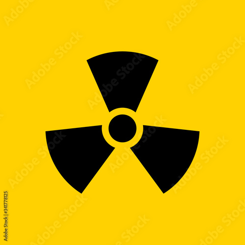 Radioactive icon nuclear symbol. Uranium reactor radiation hazard. Radioactive toxic danger sign design