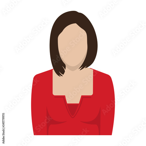 Businesswoman faceless avatar, icon. Vector illustration.