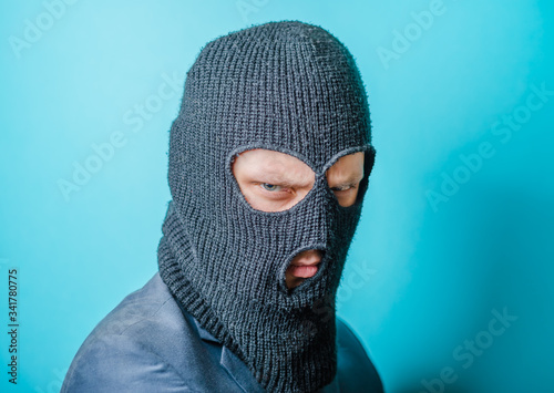 aggressive man in the mask