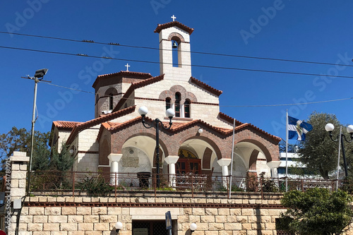 Pireus, Greece - March 16, 2018: Street view of Pireus o/p Ekklisia Agia Ekaterini photo