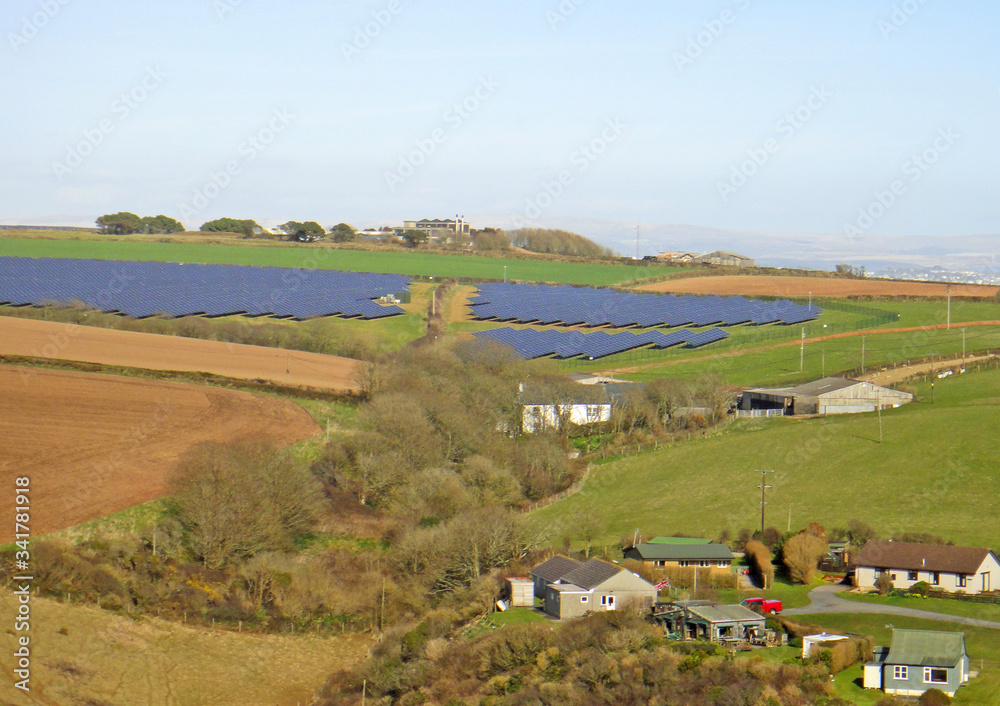 Fototapeta premium Solar farm on the Rame peninsular, Cornwall