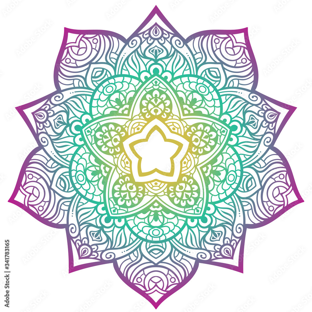 Vector round abstract circle. Mandala style. Decorative element, colored circular design element.