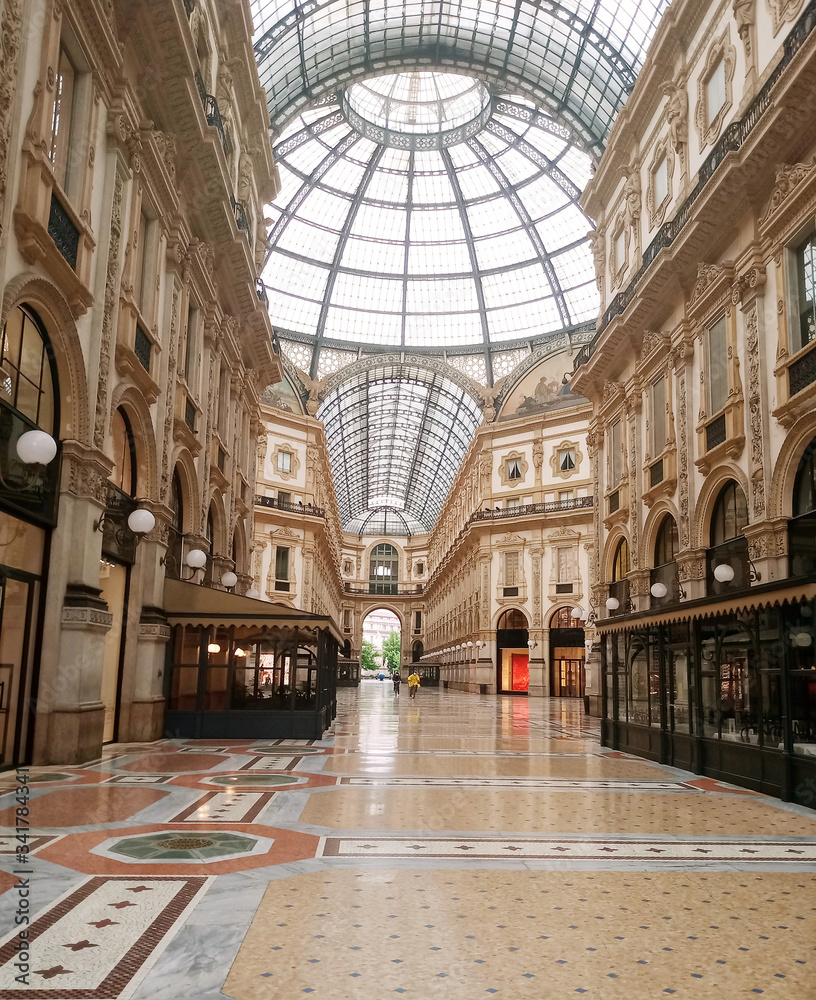 Galleria Vittorio Emanuele in Milan deserted for the coronavirus lowdown