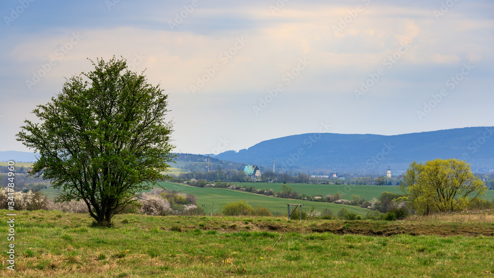 Fototapeta premium Blick auf Ohrdruf vom Bach-Radweg