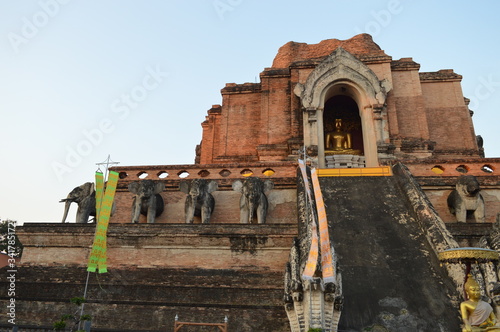 Wat Chedi Luang temple,Built during the reign of Phaya Saen Mueang King Rama VII of the Mangrai Dynasty It is assumed that this temple should be built between B.E.1928 -1945. photo